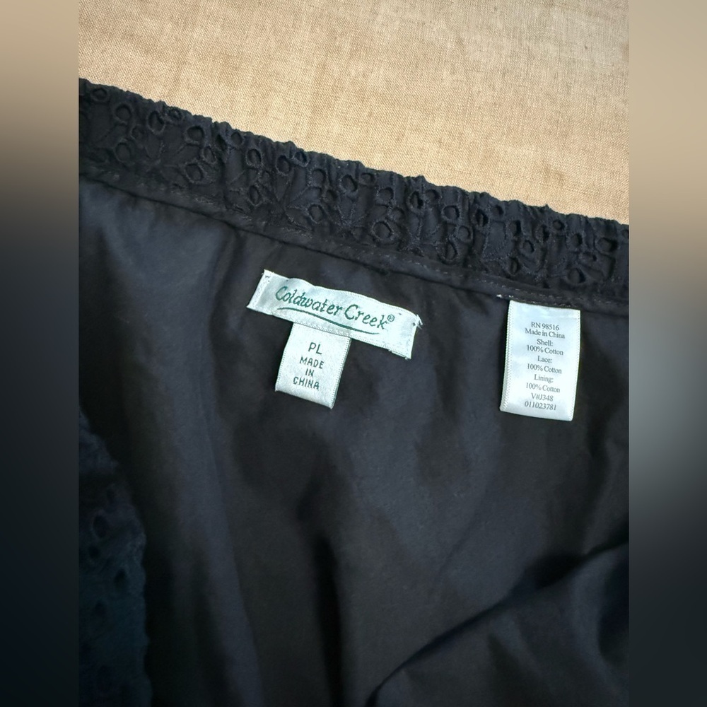 Coldwater Creek Black Eyelet lace ruffle midi Skirt - Picture 7 of 12